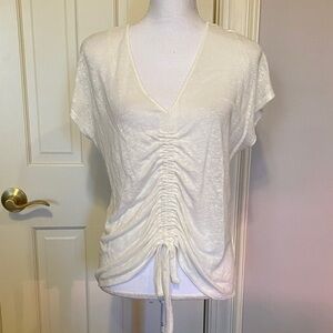1. State Cream Ruched V-Neck Top